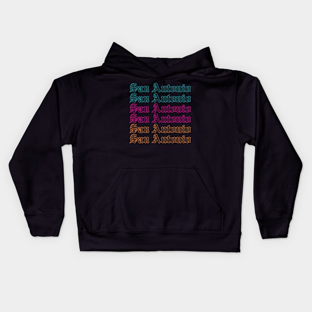 San Antonio Old English Outline Kids Hoodie by TheCraftyDrunkCo